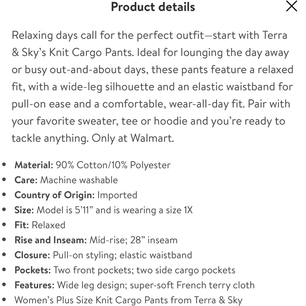 Terra and Sky cargo pants 4x - Picture 10 of 10